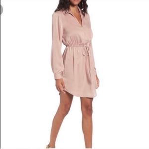 Lush Blush pink satin style dress blouse longsleeve womens pull over style New